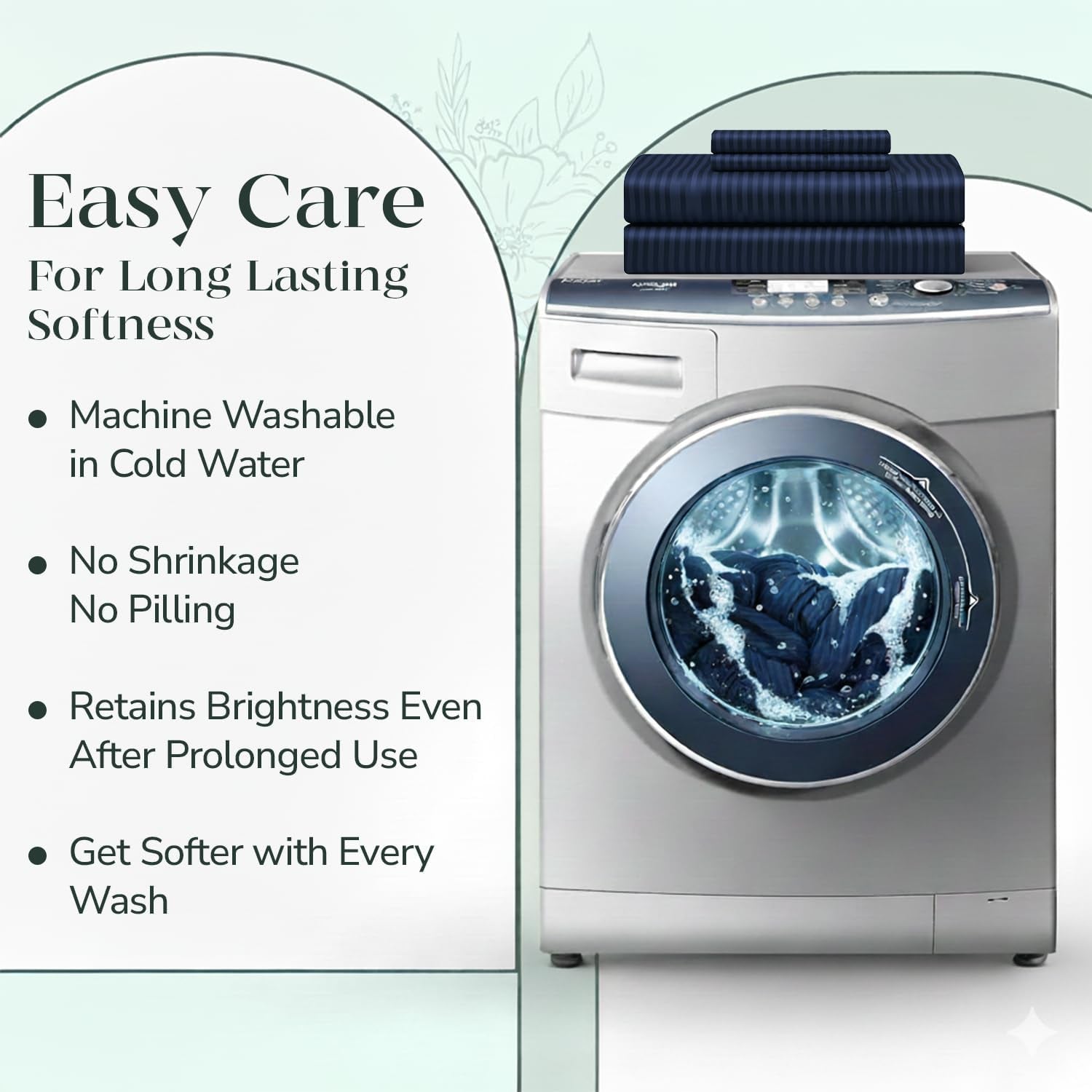 Feather & Stitch 500 TC California King Size Damask Bed Sheet Set, 100% Cotton Soft Breathable Bedsheets, 4 Piece 18" Deep Pockets Sateen Weave Striped Bedding Mattress Resort Hotel - (Dark Blue)