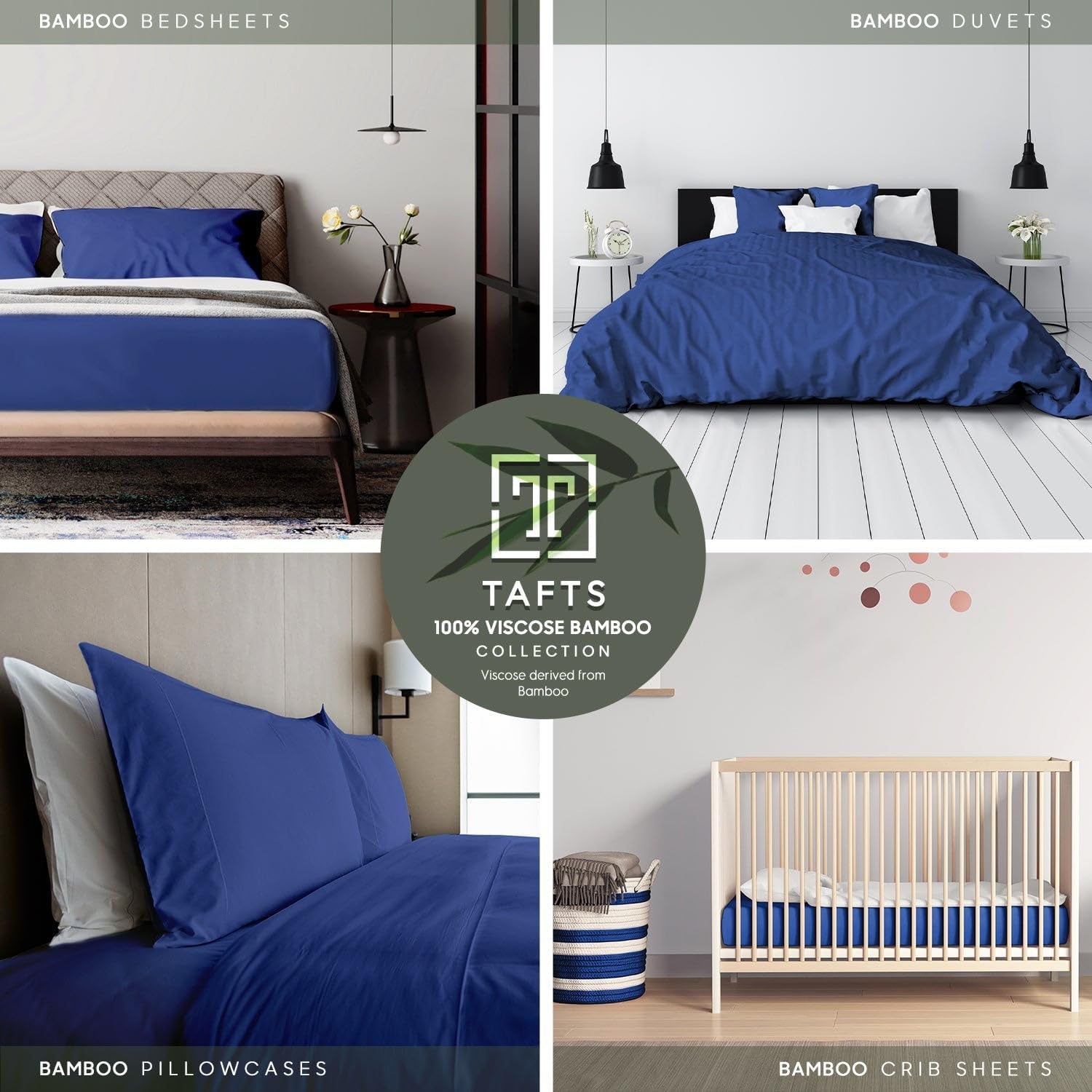 King Sheets Set, Pure 100% Viscose Derived from Bamboo Bed Sheets Set, Luxuriously Soft, Silky, Cooling Sheets, Double Stitched, Lifetime Quality Promise (Navy)